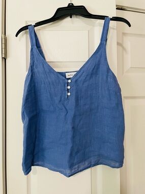 Bella Dahl Blue Linen Button-Front Camisole